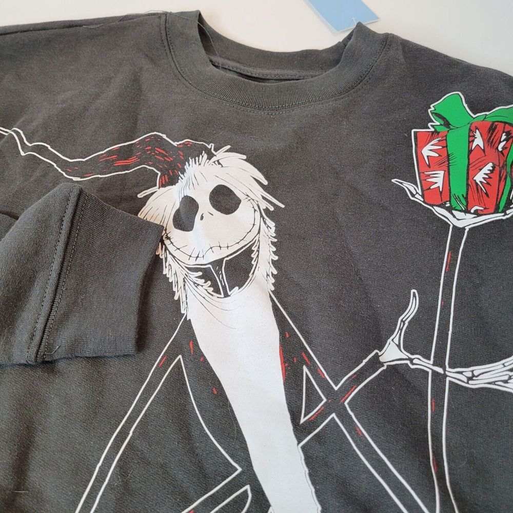 Disney Nightmare Before Christmas Sweatshirt‎ XS Grey Excellent Jack Skellington
